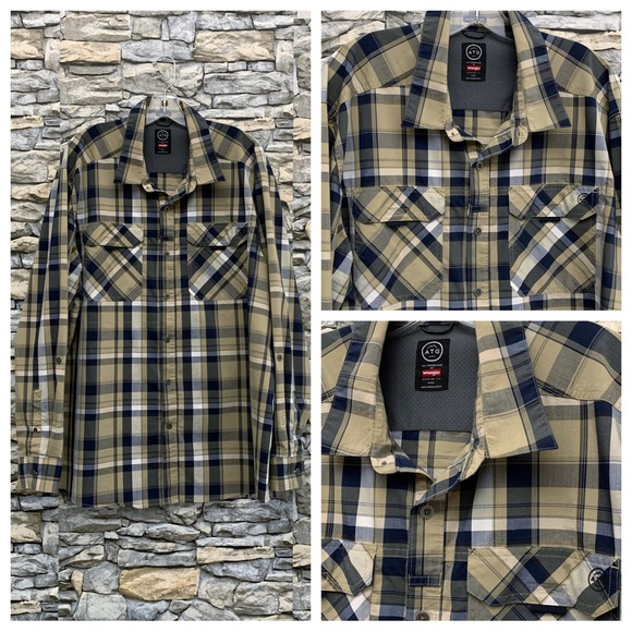 Wrangler Other - NWT Men’s Wrangler All Terrain Gear Utility Shirt Top Plaid Pockets Sleeve XXL
